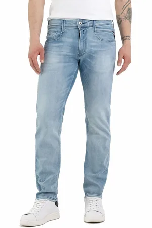 Replay Blue Straight Fit Grover with 100% Cotton Stretch Jeans