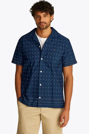 Tommy Hilfiger Regular Fit Flex Poplin Bandana Short Sleeve 100% Cotton Shirt large