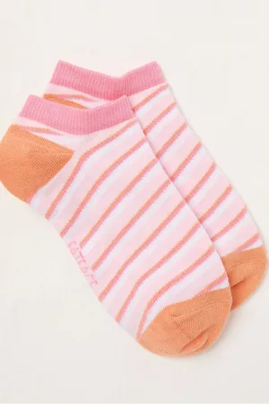 Fat Face FatFace Pink Stripe Trainer Socks One