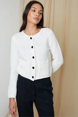 Threadbare White Button Up Knitted Cardigan AU 14