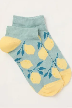 Fat Face FatFace Green Lemon Trainer Socks One