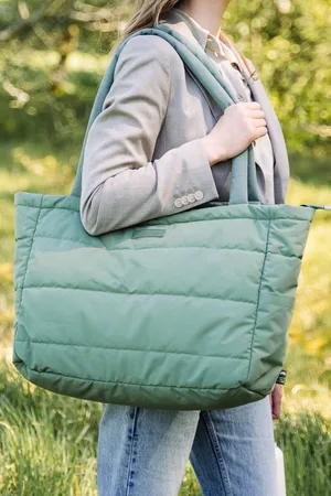 Done by Deer Green Quilted Changing Tote Bag One