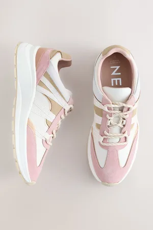 Next Multi Pastel Forever Comfort Leather Band Panel Detail Chunky Trainers eu37uk4