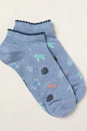 Fat Face FatFace Blue Turtle Trainer Socks One