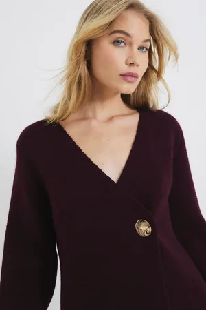River Island Red Asymmetric Button Cardigan XS