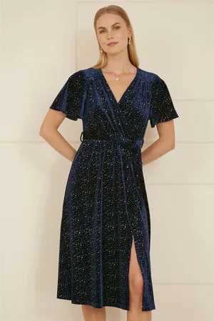Yumi Velvet Sparkle Wrap Midi Dress AU 12