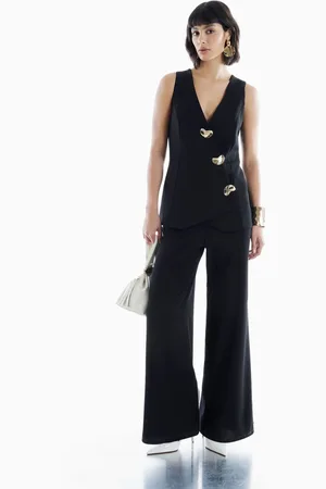 River Island Black Waistcoat Hybrid Jumpsuit XS