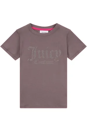 Juicy Couture Grey Girls Fitted Diamante 100% Cotton T-Shirt 14