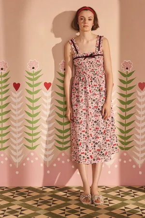 Cath Kidston Pink Cherry 100% Cotton Slip Dress 20