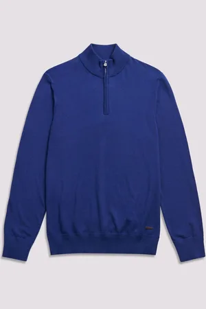 Duchamp Blue Quarter Zip Funnel Neck Black Jumper M