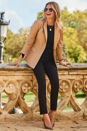 Sosandar Brown Faux Leather Blazer AU 20