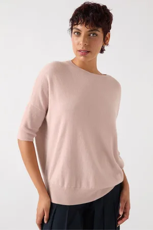LK Bennett Pink Mara Wool Blend Knitted Drop Sleeve T-Shirt XS