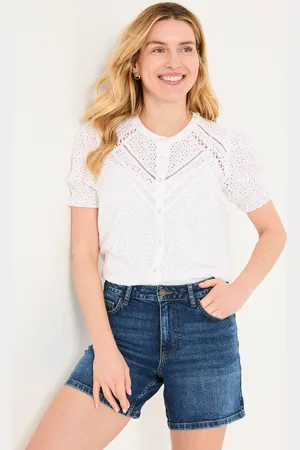 Fat Face FatFace Bonnie White Broderie Blouse 16