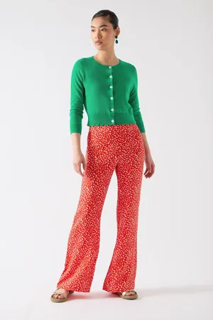 LK Bennett Green Vanessa Jelly Bean 100% Cotton Crew Neck Pointelle Detail Cardigan M