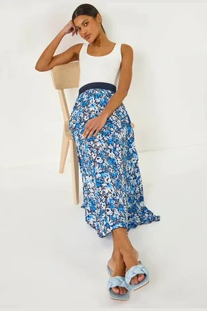 Roman Floral Print Pleated Skirt AU 16