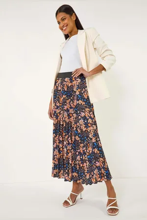 Roman Ditsy Floral Print Pleated Stretch Skirt AU 18
