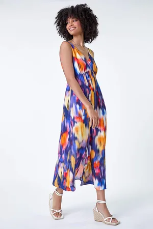 Roman Abstract Cross Back Detail Midi Dress 14