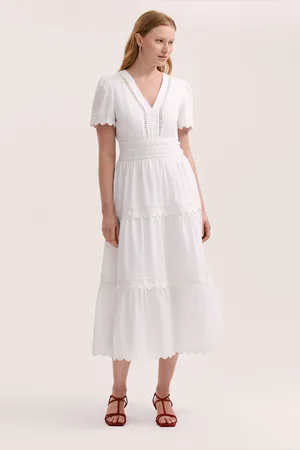 Finery London Wren Cotton Ric Rac Detail Tiered Midi Dress 20