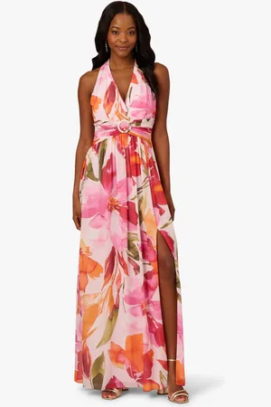 Adrianna Papell Floral Chiffon Ring Gown AU 14