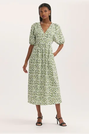 Finery London Katie Animal Print Cotton Blend Midi Dress 22