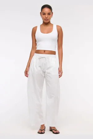 Abercrombie & Fitch Poplin Pull On Barrel Leg 100% Cotton Trousers large