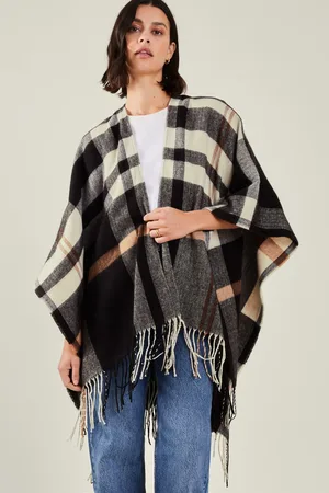 Accessorize Black Check Cape Poncho one