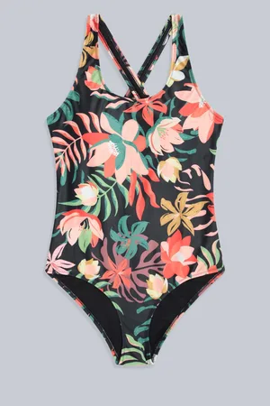 Animale Black Womens Mia Cross Back Printed Swimsuit 14