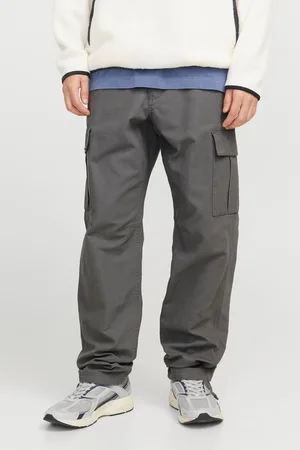 JACK & JONES Light Grey Loose Fit Cargo Trousers 36r