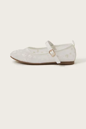 Monsoon Floral Print Embroidered Mesh Ballet Flats uk12eu305