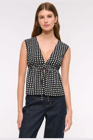 Abercrombie & Fitch Plunge Tie Front Sleeveless Top xsmall