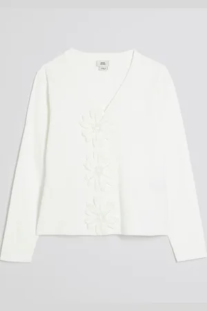 River Island White Girls 3D Flower Cardigan 146152cm