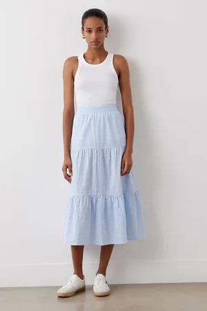 Finery London Esha Cotton Tiered Midi Skirt 18