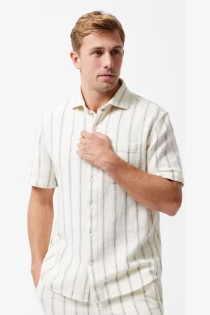 French Connection 100% Cotton Stripe Short Sleeve Chest Pocket Button Up Shirt L