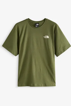 The North Face Khaki Green Moutain Sketch Back Print Relaxed 100% Cotton T-Shirt S