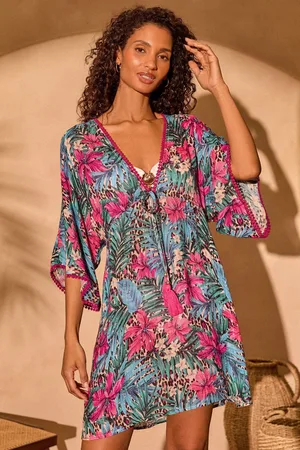 Love & Roses Palm Animal Sequin Lurex Kaftan xlarge