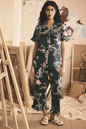 Cath Kidston Green Birds 100% Cotton Button Through Short Sleeve Pyjamas 20
