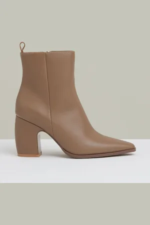 Reiss Taupe Amy Leather Blocked Heel Ankle Boots eu38uk5