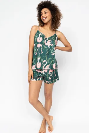 Cyberjammies Green Flamingo Cami and Shorts Set AU 6