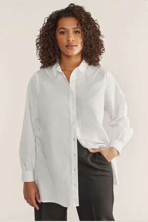 Evans 100% Cotton Poplin Chalk White Demin Shirt AU 20