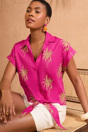 Love & Roses Tie Front Short Sleeve Shirt 12
