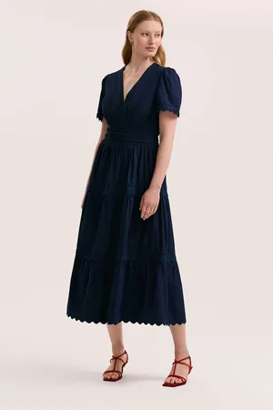 Finery London Wren Cotton Ric Rac Detail Tiered Midi Dress 24