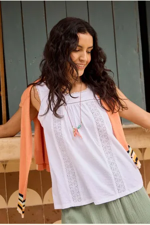 Weird Fish White Chelle Square Neck Jersey 100% Organic Cotton Vest 16