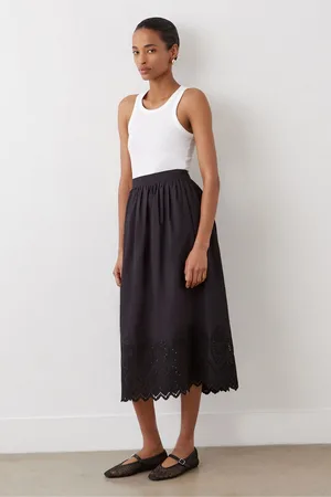 Finery London Avah Broderie Anglaise Cotton Midi Skirt 20