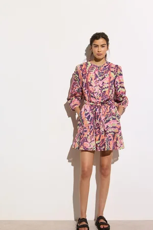 Oliver Bonas Abstract Tiered 100% Cotton Mini Dress 18