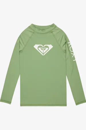 Roxy Green Wholehearted Long Sleeve Logo Rash Vest 166168cm
