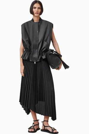 AllSaints AllSaints Black Sofi Lea Gilet AU 10