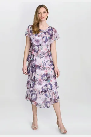 Gina Bacconi Livvy Midi Length Printed Tier Dress 14