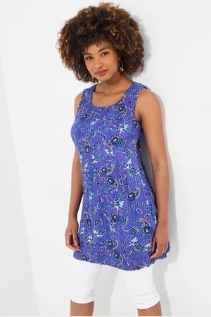 Joe Browns Blue Reversible Paisley and Geo Crinkle Tunic AU 12