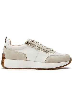 Moda In Pelle Delphinea Chunky Lace Up Leather Runner White Trainers eu42uk8