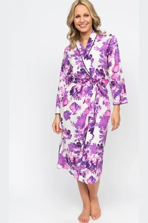 Cyberjammies Cream Nora Rose Printed Jersey Long Dressing Gown AU 24